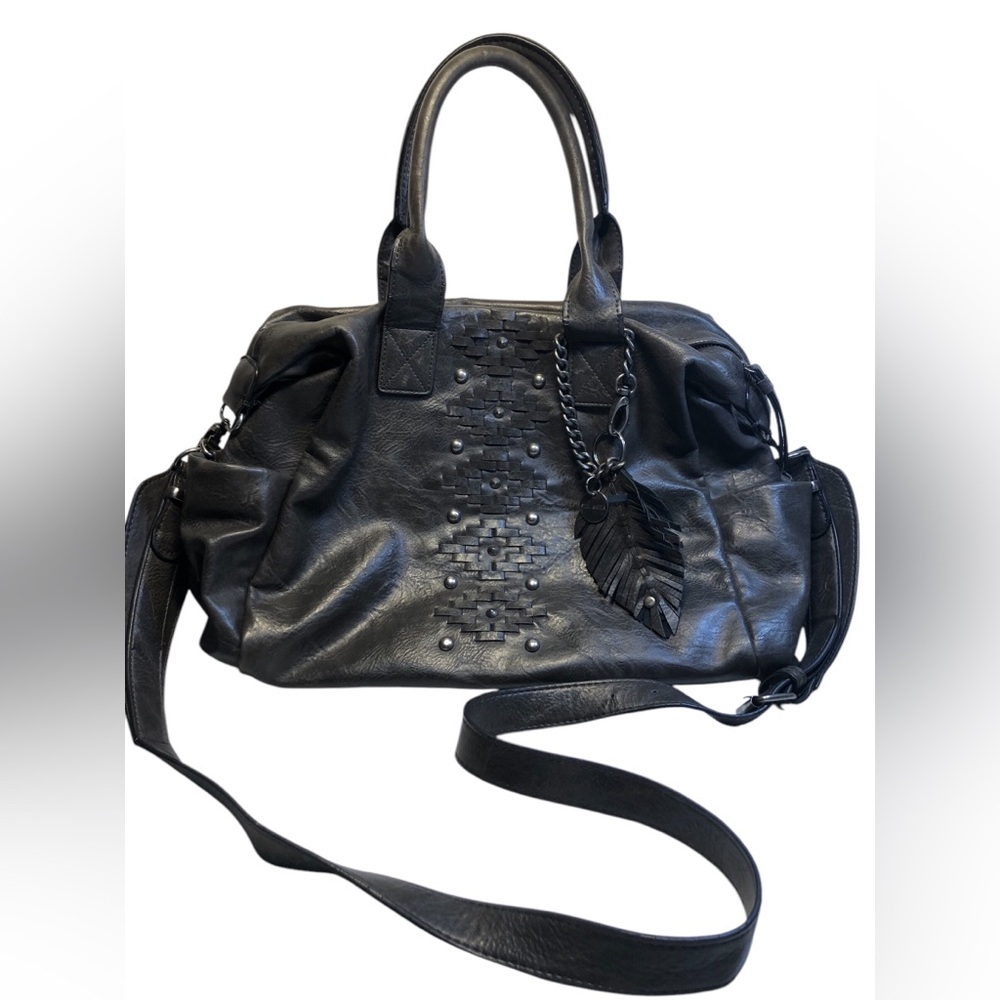 Steve Madden Silver Studded Dark Taupe Satchel